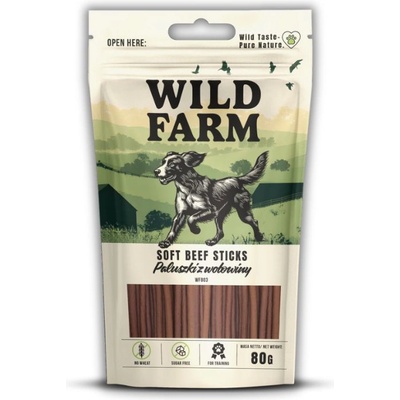 WILD FARM говеждо месо на пръчици 80 г лакомство за кучета