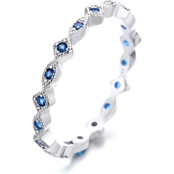 Silenti Jewelry Сребърен пръстен "Синьо Око" - 6 - 52мм (16.6мм диам. )