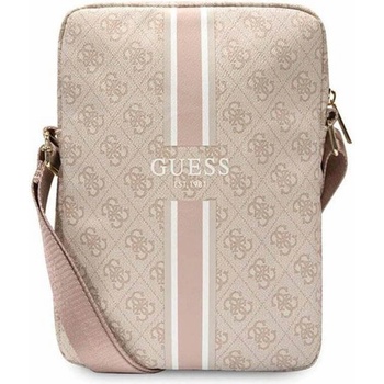 GUESS PU 4G Printed Stripes Tablet Bag 10 - дизайнерска чанта с презрамка за таблети до 10 инча (розов)