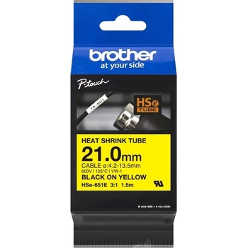 Brother Консуматив, Brother HSe-651E 21mm Black on Yellow Heat Shrink Tape (HSE651E)