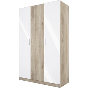 Bogdan Furniture I Трикрилен гардероб Mod 1002, Сонома арвен/Бял гланц