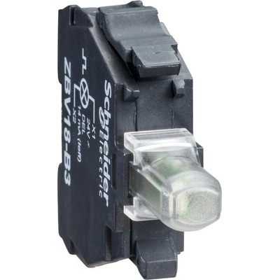 Schneider Electric ZBV18M1 Objímka žárovky s bílým LED modulem, 230 v, pro přední žárovku. Ø 22, se šroubovým připojením