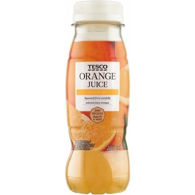 Tesco 100% pomarančová šťava lisovaná za studena, s dužinou 200 ml