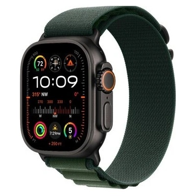 Apple Watch Ultra 2 49mm Černé titanové tělo - Tmavě zelený alpský tah L MX4T3WB/A