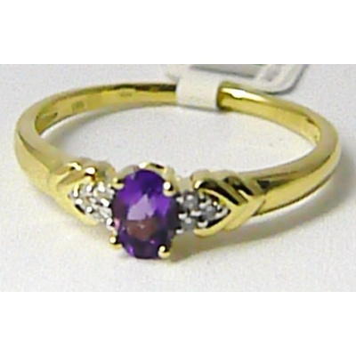 Klenoty Budín diamantový zlatý prsten s pravým ametystem P636 381 0455