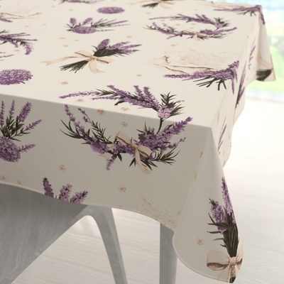 Biante bavlna čtvercový ubrus Sandra SA-778 Velké snítky levandulí na krémovém 90x90 cm