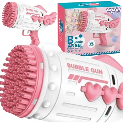 Pistole na mýdlové bubliny 91 otvorů růžová