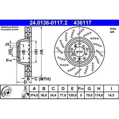 Brzdový kotúč ATE 24.0136-0117.2 (24013601172)