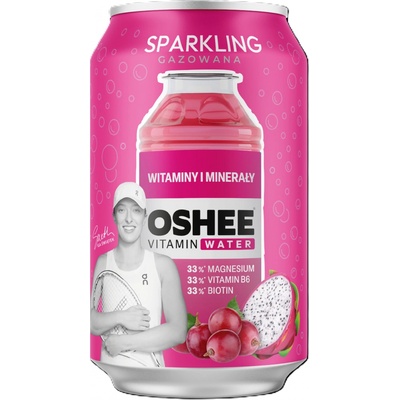 Oshee vitamínová voda s vitamíny a minerály perlivá plech 330 ml