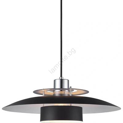 halo design 990259 - Пендел на кабел SORUP 1xE27/40W/230V Ø 40 см черен/лъскав хром (HO0107)