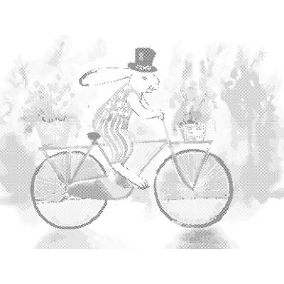 ZUTY Bodkovanie - KRÁLIK V KLOBÚKU NA BICYKLI Rámovanie: vypnuté plátno na rám, Rozmer: 40x50 cm
