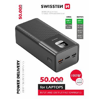 SWISSTEN POWER LINE POWER BANK 50000 mAh PRO NOTEBOOKY 100W POWER DELIVERY BLACK 22013942