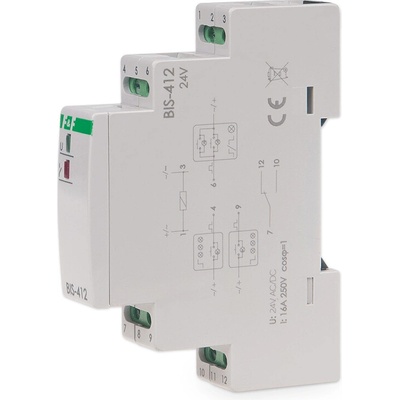 BIS-412/24 - Skupinové (hotelové) impulzné relé, 24V, 16A, 1x NO/NC