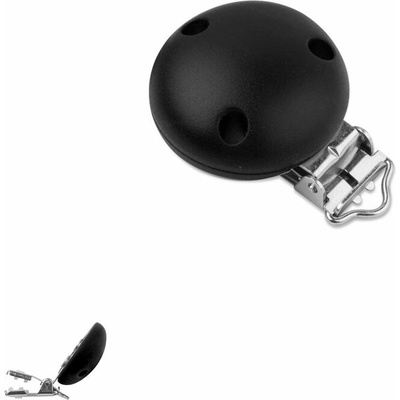 Silikonový klip na dudlík 34 mm s kovovou sponou Black - 1 ks