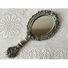 Clayre & Eef Vintage šedé příruční zrcátko s růžemi