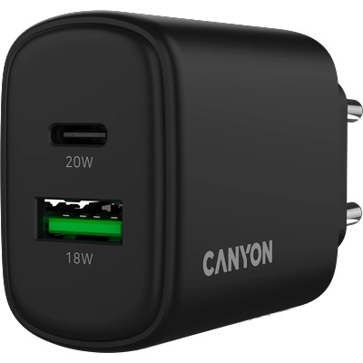 Адаптер за Захранване CANYON charger OnCharge 200 20W 1xPD 1xQC EU Black (CNE-CHA200-31)