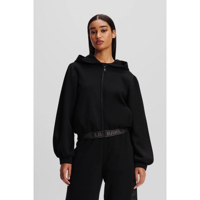 Karl Lagerfeld Glitter Logo Tape Zip Up Black