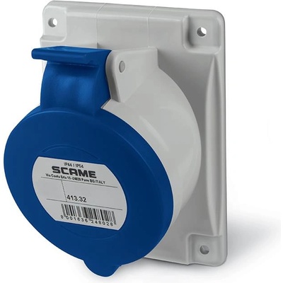 SCAME Промишлен контакт 2P+Е 32A 230V IP54 серия Optima панелен монтаж 84х106мм - 413.3263 (413.3263)