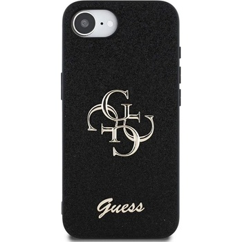 GUESS Калъф Guess - Fixed Glitter Metal Logo, iPhone 16e, черен (3666339453435)