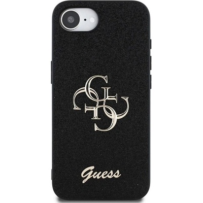 GUESS Калъф Guess - Fixed Glitter Metal Logo, iPhone 16e, черен (3666339453435)