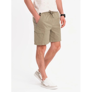 Ombre Clothing Мъжки свободни шорти с карго джобове - светло маслинено зелено Ombre Clothing | Zelen | МЪЖЕ | S