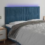 vidaXL LED горна табла за легло, тъмносиня, 160x5x118/128 см, кадифе (3122720)
