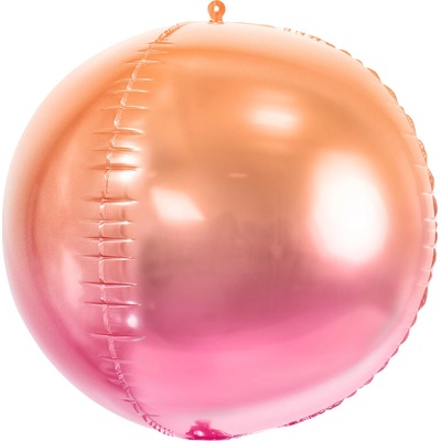 PartyDeco Balonek fóliový koule ombre oranžovo řůžová 35 cm