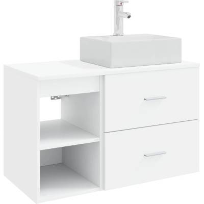 vidaXL Комплект мебели за баня 2 pcs Бяло Инженерна дървесина (3403888)