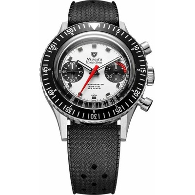 Nivada Grenchen Chronomaster White Panda - Rubber tropic