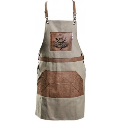 BANDIDO Leather Apron holičská barber zásteta s koženými vreckami hnedá