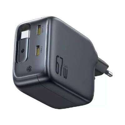 Зарядно устройство Baseus EnerCore CJ11 (E0121E00), от контакт към 2x USB-C(ж), 1x USB-C(м), 20V/3.35A, черно, 67W (E0121E00)