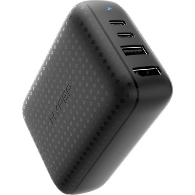 HyperDrive Захранване за ел. мрежа за лаптопи, смартфони и таблети с USB-C и USB-A изходи, HDMI порт и USB-C към USB-C кабел - HyperDrive USB-C GaN Powered Hub 60W (черен) (HDNS60-BLACK)