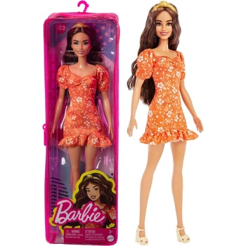 Barbie Modelka 182 Oranžové šaty s bielymi kvetmi