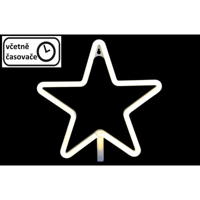 D57400 Nexos Vánoční dekorativní osvětlení neonová hvězda 120 LED teple bílá