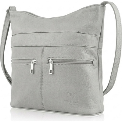 Paolo Peruzzi Šedá dámská kožená crossbody kabelka Almira