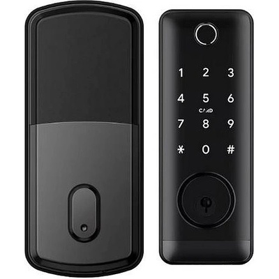 TTLock допълнителна моторна смарт брава с RFID чипове ( карти) , ПИН код , пръстов отпечатък цвят черен - ASD T1B (CNL0493)