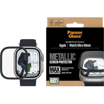 Panzer Стъклен протектор за часовник PanzerGlass за Apple Watch Ultra 49mm 2025, Black metal frame
