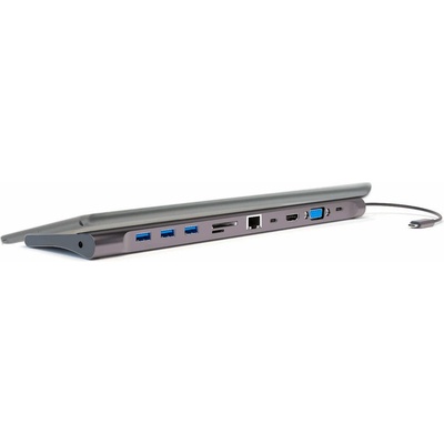 4smarts Мултифункционален хъб с DeX, Ethernet, HDMI, VGA, 3.5 mm jack, USB-C, USB 3.0 и четец за карти за Macbook и USB-C устройства - 4smarts 11in1 USB-C Hub with DeX (тъмносив) (456358)