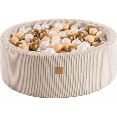 MeowBaby kulatý míčkový bazének 90 x 30 cm velvet ecru + 200 barevných míčků – Zboží Dáma