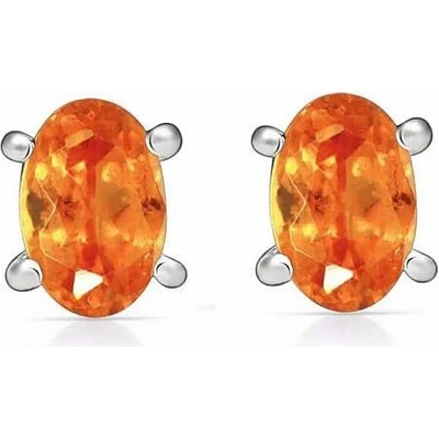 Nefertitis Stříbrné náušnice pecky s granátem mandarin SBC-110-OGF NF58195 4 mm, 0,6 g