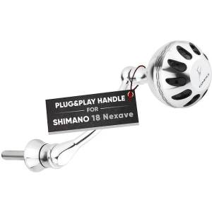 GOMEXUS Единична дръжка с ноб GOMEXUS Spinning Power Handle with Power Knob Silver & Black 57mm x 35mm за макари Shimano Риболовна макара
