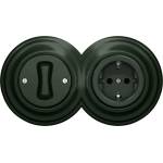 Reblig - ретро еднополюсен ключ №1 и розетка SCHUKO 230V със зелена рамка (RG0062E)