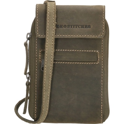 Hide & Stitches Idaho dámska kožená crossbody taška na mobil olivová