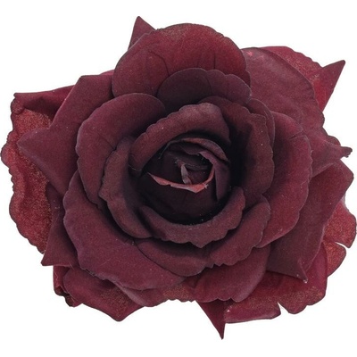 HLAVA RUŽA KLIP BORDO 14CM