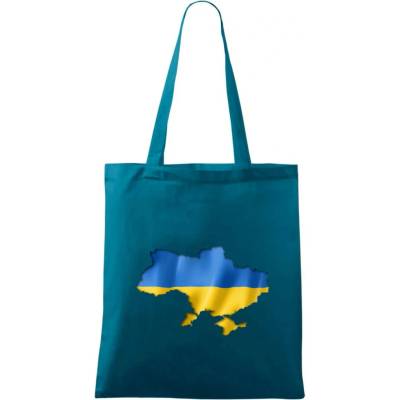 Ukrajina vlajka mapa Taška bavlnená 42 x 38 cm Petrolejová