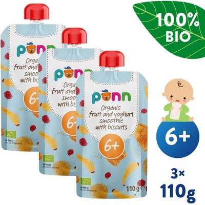 SALVEST Põnn BIO Ovocné smoothie s jogurtom a sušienkami 3 x 110 g
