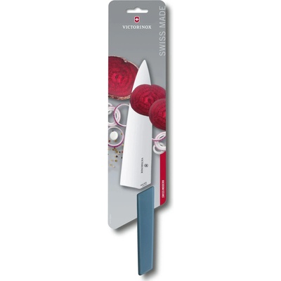 Victorinox 6.9016.202B Swiss Modern tranžírovací nôž, 20 cm, hladká špicatá čepeľ, Blister, nevädzovo-modrý