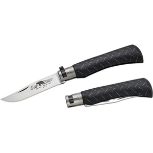  Antonini oldbear 9307/19_nhk / Джобно ножче с острие от неръждаема стомана и черна ламинирана дървена дръжка - черно 80 мм (aec0094)