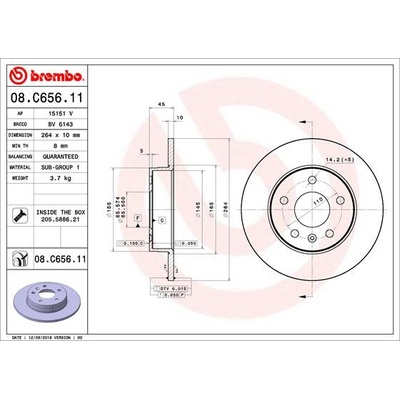 BREMBO Brzdový kotúč 08C65611