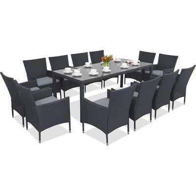 Garden Point Milan/Grenada 12 градински мебели от техноратан с голяма маса Garden Point антрацит (GAP1396-12)